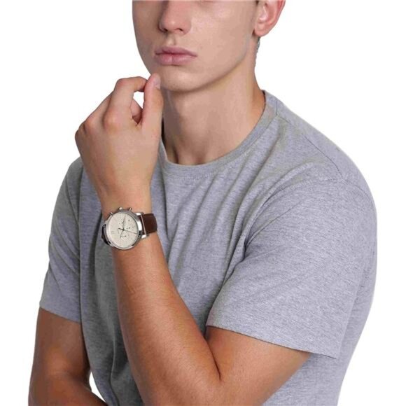 Men's Chronograph Watch with Stainless Steel Bracelet or Genuine Leather Band - Picture 6 of 7